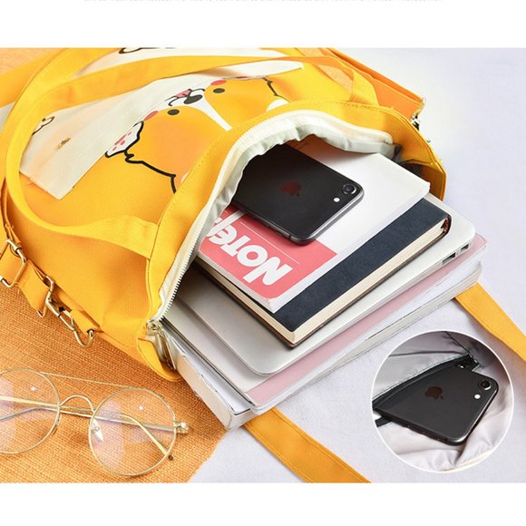 Cute Crossbody Tote Bag with Strap Akita Shoulder Carry Back Carry - Picture 4 of 7